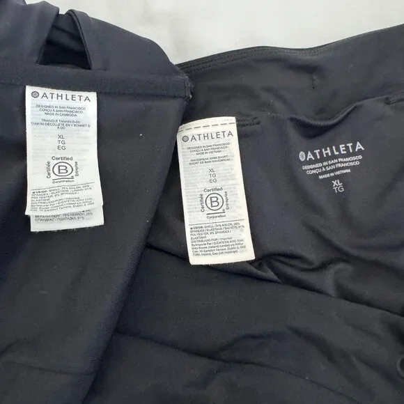 Athleta Black Two-Piece Swimsuit | Fitted Tankini Top & Swim Shorts | Size XL - Picture 7 of 8
